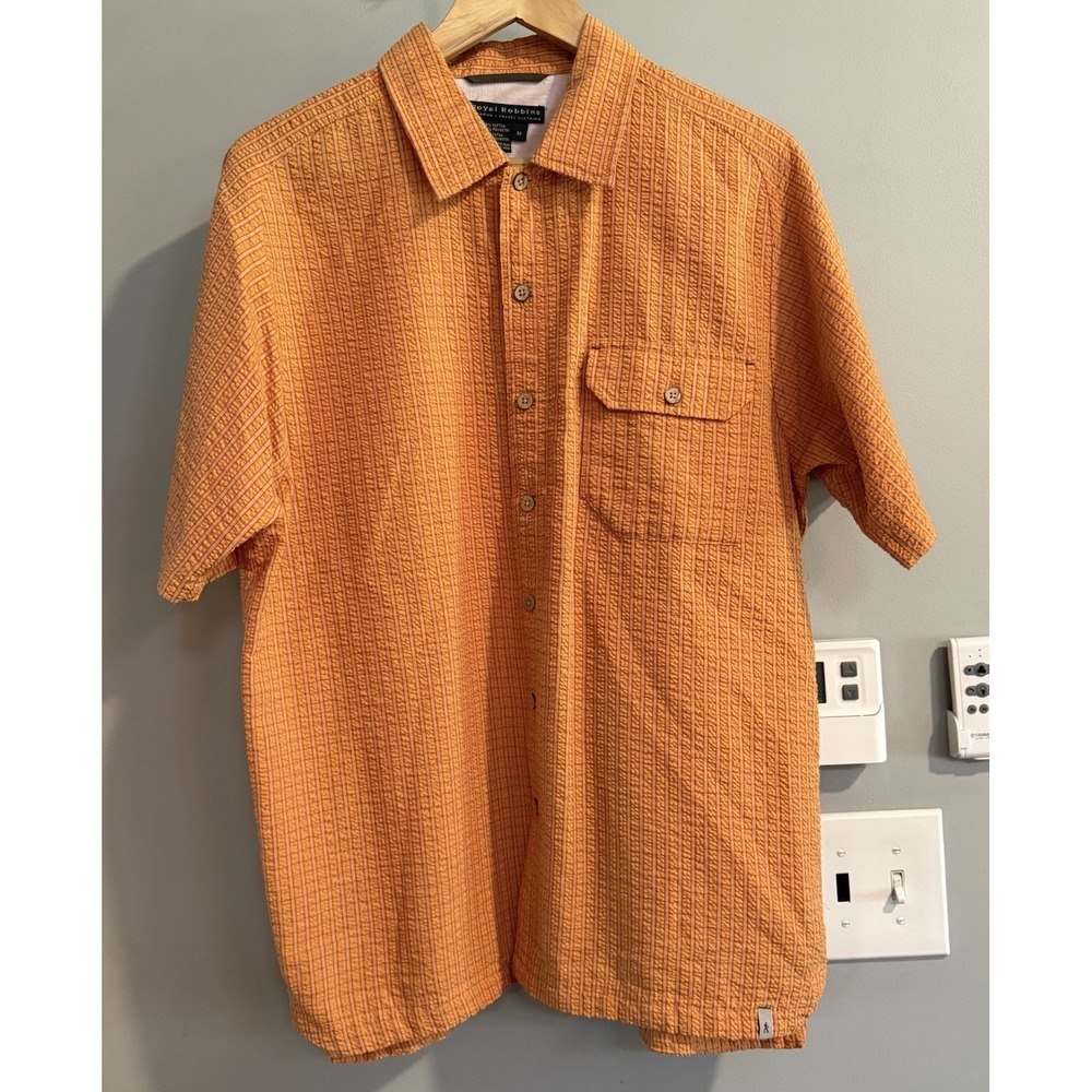 Royal Robbins Shirt Seersucker Short Sleeve Button Up Hiking Fishing Medium